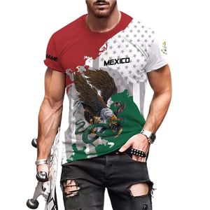 Messico Eagle & Snake <span class=keywords><strong>stampa</strong></span> <span class=keywords><strong>personalizzata</strong></span> T-shirt estiva abbigliamento da uomo per la casa Top Pullover taglie forti T-shirt traspirante T-shirt - Product Image 2