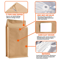 Sacs de café torréfié à fond plat de 1 lb (8 unités) en gros, sacs de grains de café recyclés de 16 oz avec valve et fermeture éclair