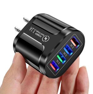 2024 New Arrival Luminous 4USB Electric Fast Charger QC3.0 15W PC Fireproof Material Travel Charger for Mobile Phone Smart Watch - Product Image 5