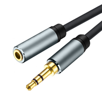 Câble audio coaxial 3,5 mm plaqué or 24 carats, fil d'extension stéréo pour microphone et écouteurs, connecteur mâle vers femelle