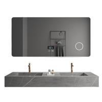 Miroir mural sans cadre rétroéclairé par LED avec commande tactile et affichage de l'heure pour chambre à coucher, salon, hôtel - Vente en gros