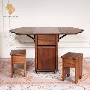 Chất lượng cao bàn ăn với hai ghế tiết kiệm không gian rắn gỗ gấp bàn ăn thiết lập có thể gập lại Bàn cà phê với ngăn kéo - Product Image 1
