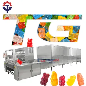 Máquina de enchimento de doces de goma, depósito de gomas, linha automática de produção de doces de goma, processos simplificados