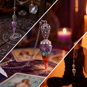 Péndulo de Cristal Natural en Forma de Pirámide Hexagonal, Colgante de Enfoque de Gravedad, Tema de Amor Navideño, Suministros de Brujería al por Mayor - Product Image 2