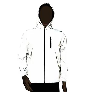 Wholesale High Custom Fasion Jacket Hip Hop Waterproof Windbreakers Plus Size Hooded Safety Reflective Jacket Men