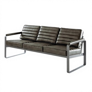 Canapé de réception moderne personnalisable à trois places en cuir véritable écologique pour bureau, banquette commerciale ou scolaire - Product Image 2