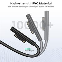Câble de charge magnétique USB-C Type C mâle Yoosure 45W à charge rapide compatible avec Microsoft Surface Pro 7/6/5/4/3 Go/Book
