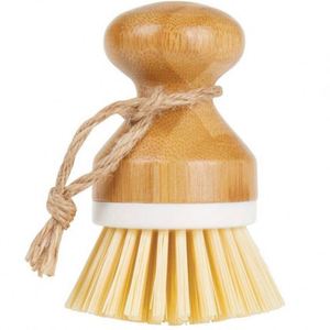 Bamboo Round Mini Palm <b>Scrub</b> Cleaning <b>Brush</b> Portable Stiff Bristles Washing Dish <b>Brush</b> for Household Kitchen - Product Image 1