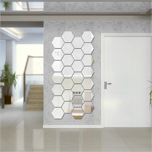 Autocollants muraux décoratifs en acrylique hexagonaux 3D, 12 pièces, auto-adhésifs, pour décoration esthétique de la maison, salle de bain, panneau de maquillage - Product Image 4