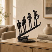 Sculptures en fonte de groupe de jazz, figurine abstraite de saxophoniste, art musical moderne, musicien pour la décoration de la maison, bar, bureau, ornement