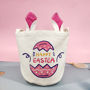 Easter popular Supplies Blank Linen Easter Bunny Bag Sublimation Easter Basket with Ear