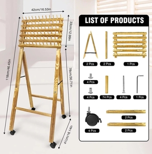 Factory Custom Wooden <strong>Braiding</strong> Hair Rack Display Racks With Universal Wheels For Blanket Ladders &amp; Racks - Product Image 2