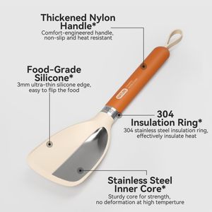 Cosamtec Silicone Spatula Set 2 Pieces Burnt Orange Heat Resistant Cooking Turner <b>Utensils</b> - Product Image 3