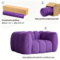 Fauteuil d'appoint moderne Boucle, compressé sous vide, moelleux et confortable, pour salon, mobilier de maison