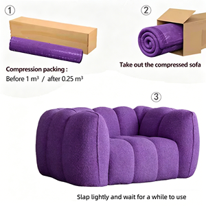 Divano Boucle Sottovuoto Compresso, Poltrona Singola Moderna con Braccioli, Divano da Terra Morbido e Comodo <span class=keywords><strong>per</strong></span> Soggiorno, <span class=keywords><strong>Arredamento</strong></span> Casa - Product Image 6