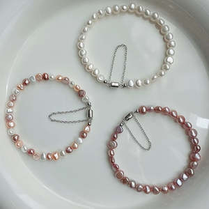 Bracelet en perles d'eau douce naturelles pour femmes, élégants bracelets en perles - Product Image 6