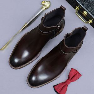 New Style Men's Luxurious Smooth Leather <b>Pointed</b>-toe Business Shoes in Leather Boots. Designer Style for 2026. - Product Image 3
