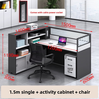 Poste de travail de bureau moderne et simple avec écran de séparation, ensemble chaise et bureau pour personnel, avec bureaux modulaires et rangements intégrés