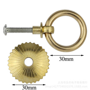 <b>Antique</b> Bronze Ring Handle 3cm Diameter Pure Copper Cabinet <b>Door</b> Pull Chinese Style Durable Die Casting - Product Image 4