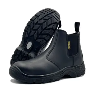 Sepatu bot keselamatan kerja untuk pria, sepatu bot industri bahan kulit asli anti-tusukan, sepatu ujung baja tahan selip