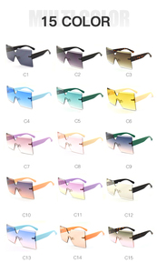 DOISYER 2021 Lunettes de soleil carrées surdimensionnées personnalisées pour femmes, style PC tendance, grandes montures sans bordure, jaunes, violettes, bleues, grises - Product Image 2