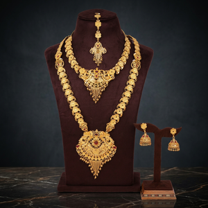 Wholesale 14K 18K 24K Gold Forming Combo Long Necklaces, Fashion Jewelry Set, Gold Plated Traditional Design Combo Jewelry Set. - Product Image 3