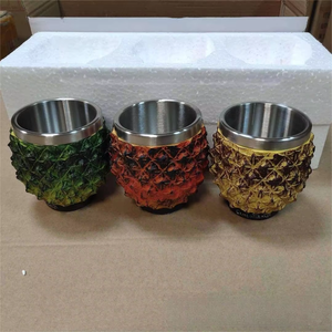 <span class=keywords><strong>Lot</strong></span> 3pcs Vintage Rights GTA33 Acier Inoxydable Résine Bière Tasses Fantaisie Jeu Dragon Oeuf Whisky Tasse pour Bar Water Party - Product Image 3