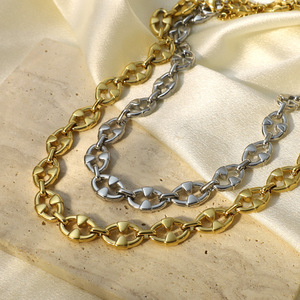 Stainless Steel Geometric Hollow Oval Necklace Chain Splicing Unisex Luxury Jewelry Daily Gift - Product Image 1