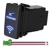 Interrupteur à bouton-poussoir 4 pôles 12V étanche avec indicateur LED et fil de raccordement pour Starlink MINI GEN3, interrupteur de commande marche/arrêt pour Toyota