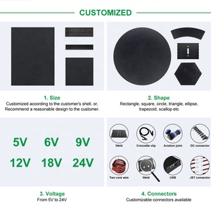 แผงโซลาร์เซลล์ขนาดเล็กกันน้ำ 10W 15W 20W โมโน ETFE รูปทรงกลม/สี่เหลี่ยม พร้อมสายหนีบจระเข้ สำหรับระบบ DIY ขนาดเล็ก - Product Image 2