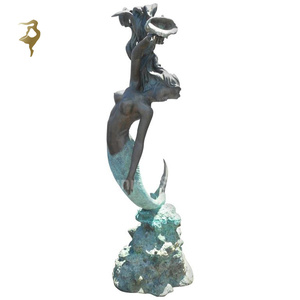 Vente en gros de statues de sirène en bronze statue de sirène <span class=keywords><strong>nue</strong></span> en bronze pour jardin sculpture de sirène réaliste - Product Image 1