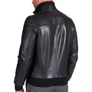 Chaqueta Bomber de Cuero Ligera Clásica Personalizada para Hombre con Cuello Alto, Estilo Motero, Resistente al Viento, para Otoño - Product Image 3
