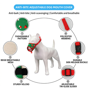 Masque de protection nasale pour animaux de compagnie de Noël, muselière réglable anti-morsure pour chiens et chats, sangle pour la promenade en extérieur - Product Image 4