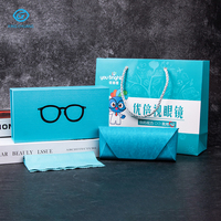 Ensemble de boîtes d'emballage pour lunettes personnalisées imprimées, chiffon de nettoyage pour lunettes en microfibre, sac en papier pour le shopping, solution complète d'emballage pour lunettes