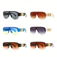 Logo personnalisé nouveauté Vintage hommes femmes grande monture lunettes de soleil UV400 nuances une pièce lunettes de soleil surdimensionnées femmes