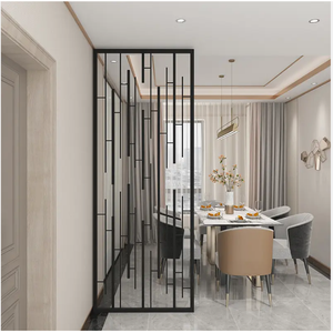 Paravent en métal <span class=keywords><strong>Homedeco</strong></span> SS304 avec design Art Déco, cadre or rose et panneau en verre pour usage professionnel - Product Image 4