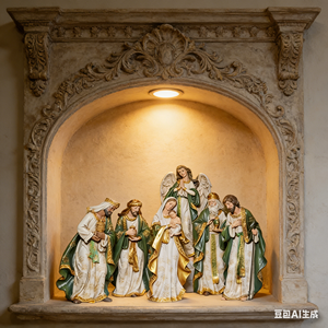 Figuras de la Escena de la Natividad Pintadas a Mano, <span class=keywords><strong>Sagrada</strong></span> <span class=keywords><strong>Familia</strong></span> y Reyes Magos, Colección de Estatuas de Resina, Artesanía Religiosa - Product Image 4