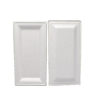 Assiette rectangulaire en papier jetable, biodégradable et respectueuse de l'environnement, vaisselle de fête avec plateau