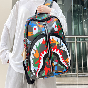 Nouveau style 2026 – Sac à bandoulière multifonctionnel grande capacité Wacky Shark, version coréenne, tendance mode étudiante pour hommes et femmes - Product Image 4