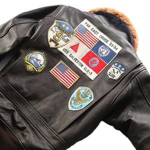 Chaqueta <span class=keywords><strong>de</strong></span> Cuero Genuino Personalizada <span class=keywords><strong>de</strong></span> Fábrica con Logotipo 17 Top Gun G1 Bomber, Unisex, con Cuello <span class=keywords><strong>de</strong></span> Cordero, Informal, <span class=keywords><strong>de</strong></span> Piel <span class=keywords><strong>de</strong></span> Vaca y Algodón - Product Image 4