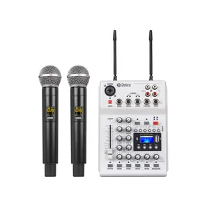 MM-02 Audio Mixer Mengen Controller Met Uhf Draadloze Handheld Microfoon Handheld Mic Usb BT5.0 Reverb Voor Pc Opname Karaoke