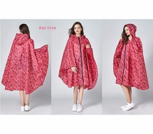 Poncho de lluvia impermeable con estilo para <span class=keywords><strong>mujer</strong></span> <span class=keywords><strong>Chubasquero</strong></span> con estampado colorido con capucha y cremallera - Product Image 5