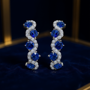 Pendientes de Cristal de Lujo para Mujer, con Cristales Azules en Engaste de Garra, Joyería Elegante para Fiesta, Pieza de Moda - Product Image 2