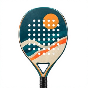 Raquette de tennis et de padel en gros, fabrication OEM, personnalisable, surface en fibre de carbone 3K/12K/18K, noyau en mousse EVA, forme goutte d'eau, raquette de plage - Product Image 1