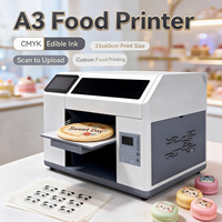 Imprimante alimentaire à plat A3 pour biscuits et macarons, images personnalisées, encre comestible CMYK, imprimante jet d'encre avec écran tactile