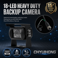Cámara de Reversa para Camiones de Servicio Pesado, 18 LED, 1080P AHD, IP68 Impermeable, Súper Visión Nocturna 170 °   Gran Angular para Seguridad en Remolques de Autobuses
