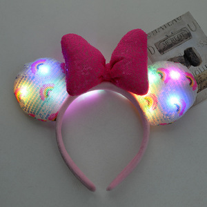 Desain 2025 ikat kepala telinga <span class=keywords><strong>Mickey</strong></span> LED manis pita rambut Flash surga Lescent Putri ikat kepala tikus - Product Image 2