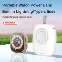 Chargeur sans fil Portable d'usine Chargeur de montre magnétique compact 5000mAh Smart Power Bank Porte-clés Chargeur à double câble