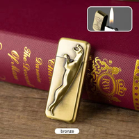 Briquet gonflable rétro personnalisable à motifs en relief, portable pour le camping et les voyages, briquet standard pour cigarettes