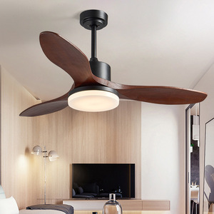 Electric Table Fan 3 Wood Blades DC Motor 3 Speeds Low Noise <b>Remote</b> <b>Control</b> <b>Light</b> Kit Included Energy Efficient Household Use - Product Image 2